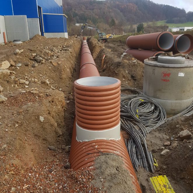 An inspection chamber installed on the stormwater retention system next to the production site | Pipelife