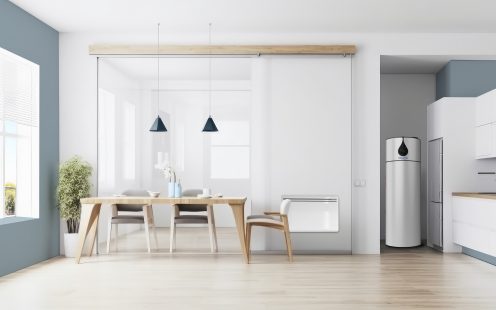 Modern kitchen interior design. Illustration Generative AI
