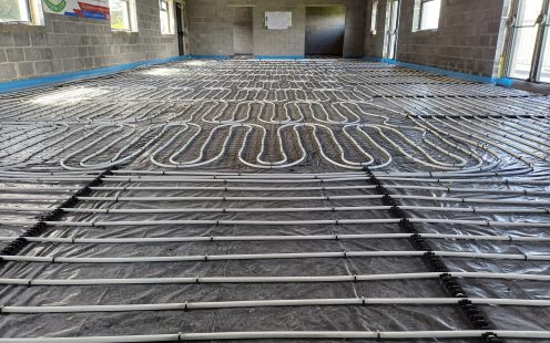 Prefab-UFH-Debut16 prefabricated underfloor heating mats were assembled in a factory-controlled environment at Pipelife's production sites-in-Ireland